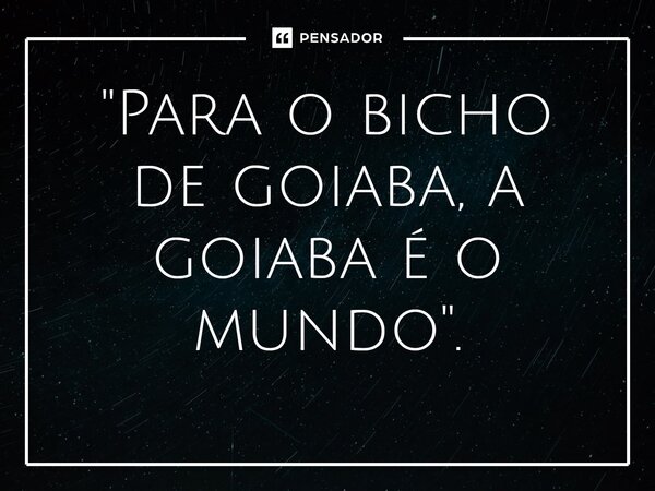 "Para o bicho de goiaba, a goiaba é o mundo".