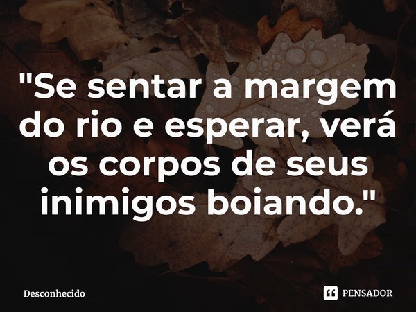 ⁠"Se sentar a margem do rio e esperar, verá os corpos de seus inimigos boiando."