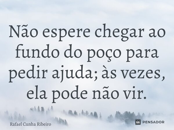 ⁠Não espere chegar ao fundo do poço para pedir ajuda; às vezes, ela pode não vir.... Frase de Rafael Cunha Ribeiro.