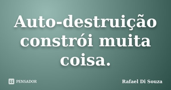 Auto-destruição constrói muita coisa.... Frase de Rafael Di Souza.