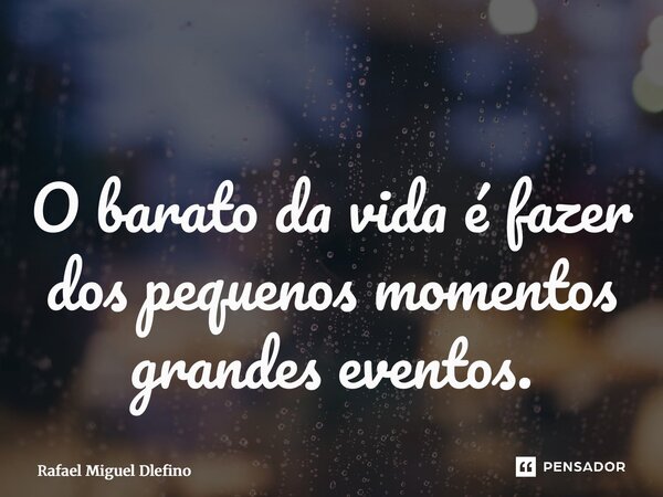 ⁠O barato da vida é fazer dos pequenos momentos grandes eventos.... Frase de Rafael Miguel Delfino.