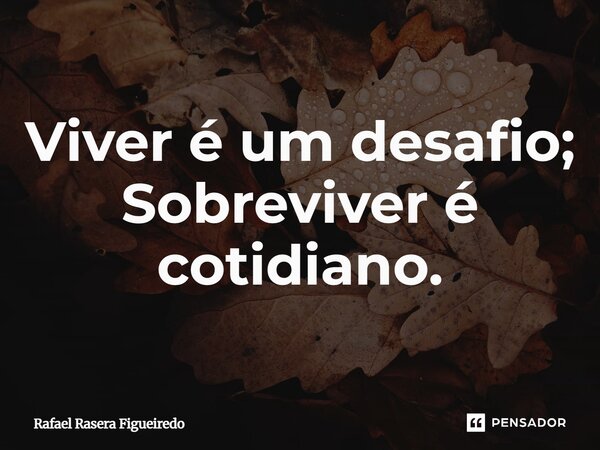 ⁠Viver é um desafio; Sobreviver é cotidiano.... Frase de Rafael Rasera Figueiredo.