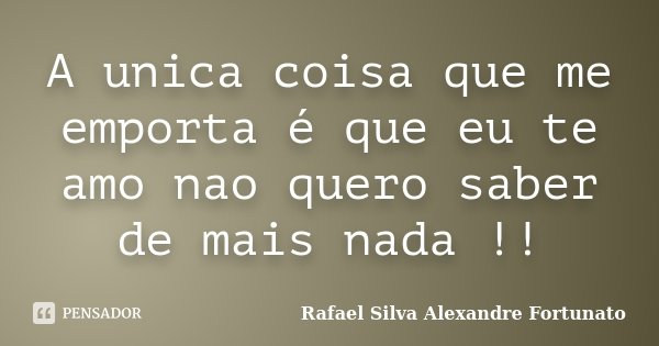 A unica coisa que me emporta é que eu te amo nao quero saber de mais nada !!... Frase de Rafael Silva Alexandre Fortunato.
