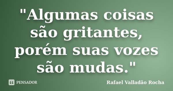 "Algumas coisas são gritantes, porém suas vozes são mudas."... Frase de Rafael Valladão Rocha.