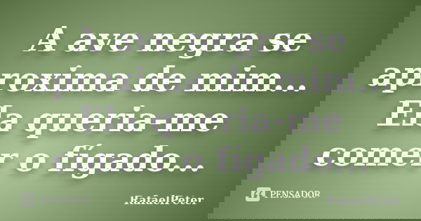 A ave negra se aproxima de mim... Ela queria-me comer o fígado...... Frase de RafaelPeter.