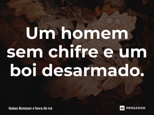 ⁠Um homem sem chifre e um boi desarmado.... Frase de Raian Brenner e boca de 09.