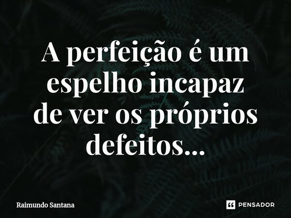 ⁠A perfeição é um espelho incapaz de ver os próprios defeitos...... Frase de Raimundo Santana.