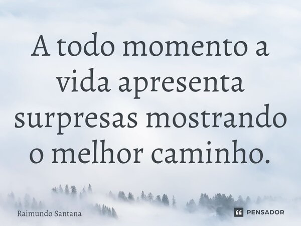 ⁠A todo momento a vida apresenta surpresas mostrando o melhor caminho.... Frase de Raimundo Santana.