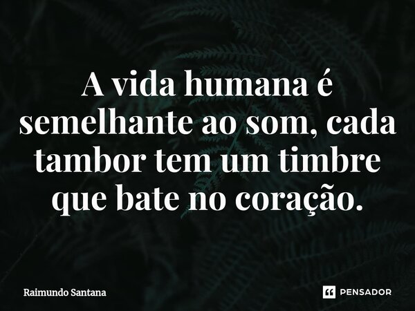 ⁠A vida humana é semelhante ao som, cada tambor tem um timbre que bate no coração.... Frase de Raimundo Santana.