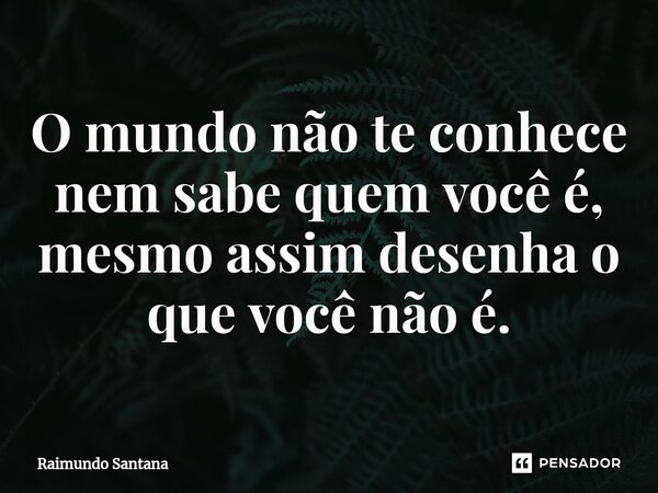 ⁠O mundo não te conhece nem sabe quem você é, mesmo assim desenha o que você não é.... Frase de Raimundo Santana.