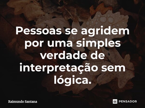⁠Pessoas se agridem por uma simples verdade de interpretação sem lógica.... Frase de Raimundo Santana.