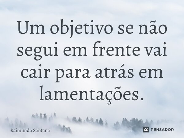 ⁠Um objetivo se não segui em frente vai cair para atrás em lamentações.... Frase de Raimundo Santana.