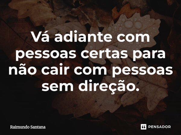 ⁠Vá adiante com pessoas certas para não cair com pessoas sem direção.... Frase de Raimundo Santana.
