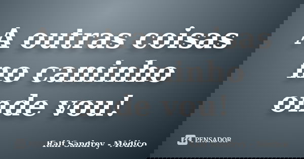 A outras coisas no caminho onde vou!... Frase de Ralf Sandrey - Médico.