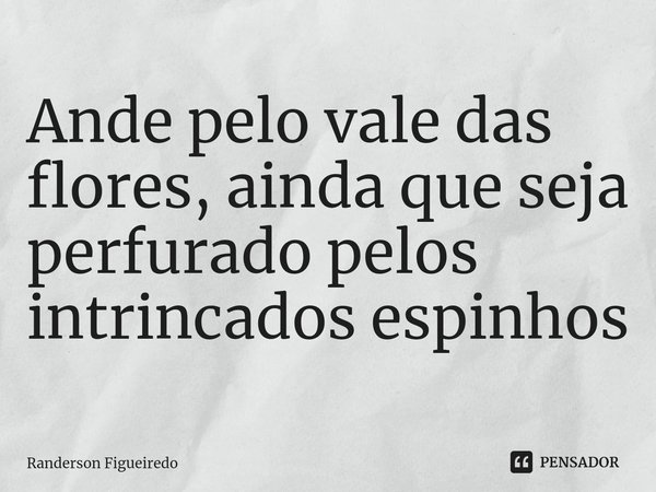 Ande pelo vale das flores, ainda que seja perfurado pelos intrincados espinhos⁠... Frase de Randerson Figueiredo.