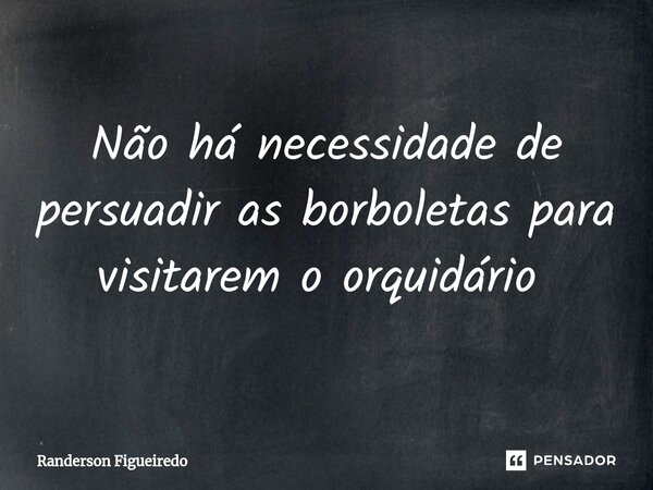 Não há necessidade de persuadir as borboletas para visitarem o orquidário ⁠... Frase de Randerson Figueiredo.