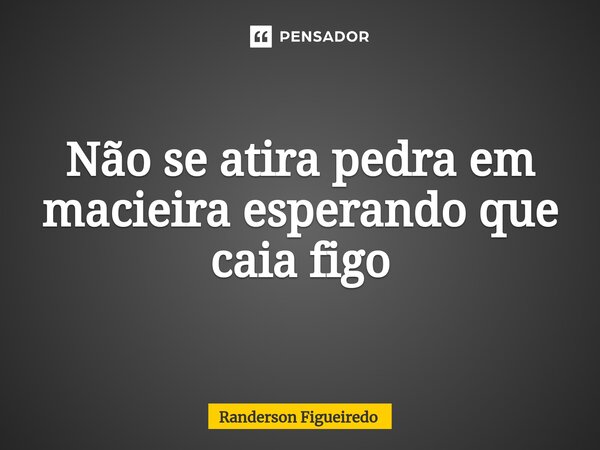 Não se atira pedra em macieira esperando que caia figo⁠... Frase de Randerson Figueiredo.