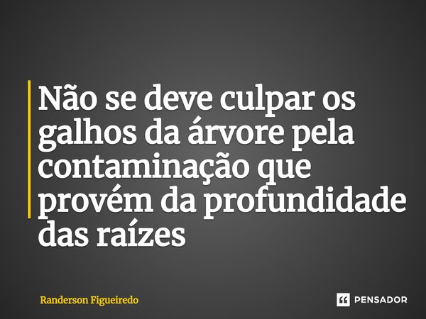 Não se deve culpar os galhos da árvore pela contaminação que provém da profundidade das raízes ⁠... Frase de Randerson Figueiredo.