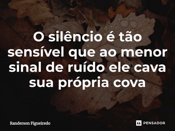 O silêncio é tão sensível que ao menor sinal de ruído ele cava sua própria cova⁠... Frase de Randerson Figueiredo.