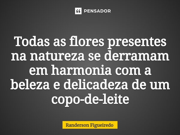 Todas as flores presentes na natureza se derramam em harmonia com a beleza e delicadeza de um ⁠copo-de-leite... Frase de Randerson Figueiredo.