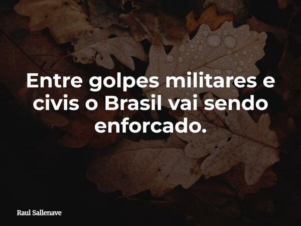 ⁠Entre golpes militares e civis o Brasil vai sendo enforcado.... Frase de Raul Sallenave.