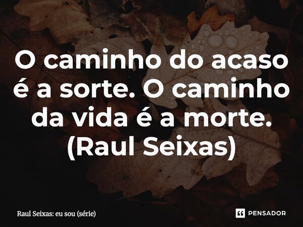 ⁠O caminho do acaso é a sorte. O caminho da vida é a morte. (Raul Seixas)... Frase de Raul Seixas: eu sou (série).