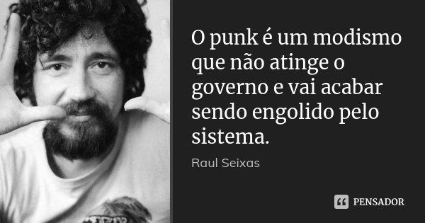 O punk é um modismo que não atinge o governo e vai acabar sendo engolido pelo sistema.... Frase de Raul Seixas.