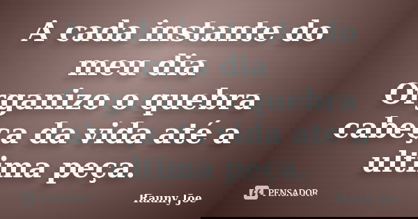 A cada instante do meu dia Organizo o quebra cabeça da vida até a ultima peça.... Frase de Rauny joe.