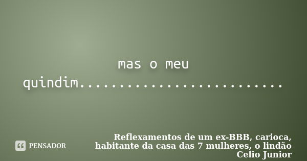 mas o meu quindim............................. Frase de Reflexamentos de um ex-BBB, carioca, habitante da casa das 7 mulheres, o lindão Celio Junior.