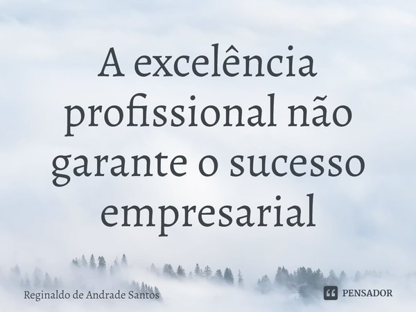 ⁠A excelência profissional não garante o sucesso empresarial... Frase de Reginaldo de Andrade Santos.