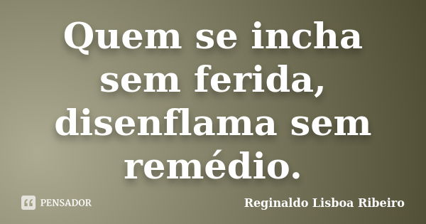 Quem se incha sem ferida, disenflama sem remédio.... Frase de Reginaldo Lisboa Ribeiro.
