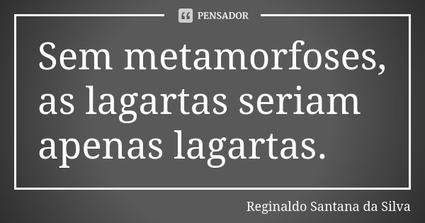 Sem metamorfoses, as lagartas seriam apenas lagartas.... Frase de Reginaldo Santana da Silva.