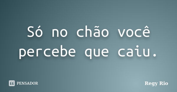 Só no chão você percebe que caiu.... Frase de Regy Rio.