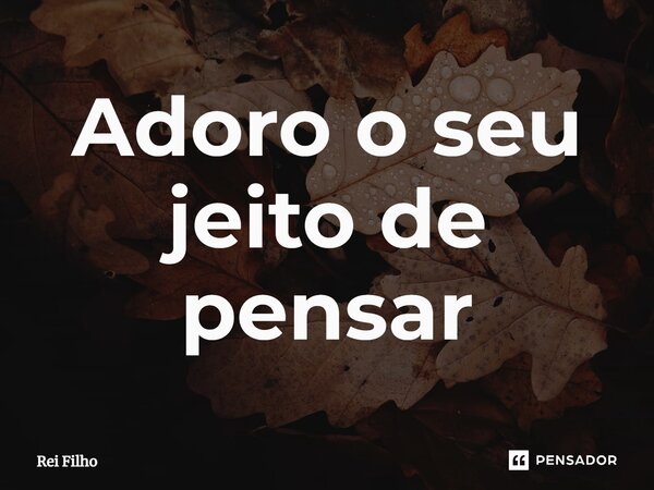 ⁠Adoro o seu jeito de pensar... Frase de Rei Filho.