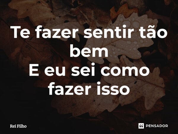 ⁠Te fazer sentir tão bem E eu sei como fazer isso... Frase de Rei Filho.