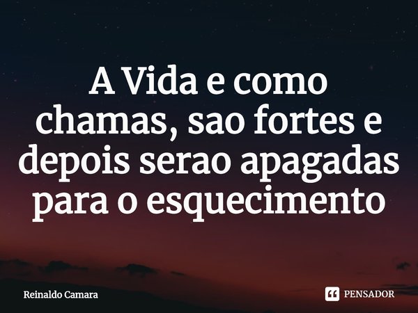 ⁠A Vida e como chamas, são fortes e depois serão apagadas para o esquecimento... Frase de Reinaldo Camara.
