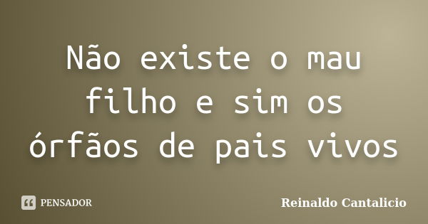 Não existe o mau filho e sim os órfãos de pais vivos... Frase de Reinaldo Cantalicio.