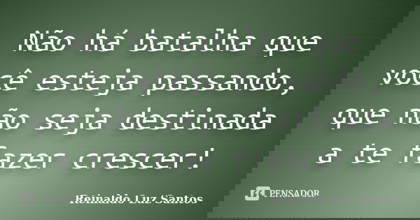 Não há batalha que você esteja passando, que não seja destinada a te fazer crescer!... Frase de Reinaldo Luz Santos.