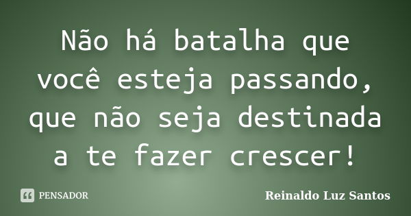 Não há batalha que você esteja passando, que não seja destinada a te fazer crescer!... Frase de Reinaldo Luz Santos.