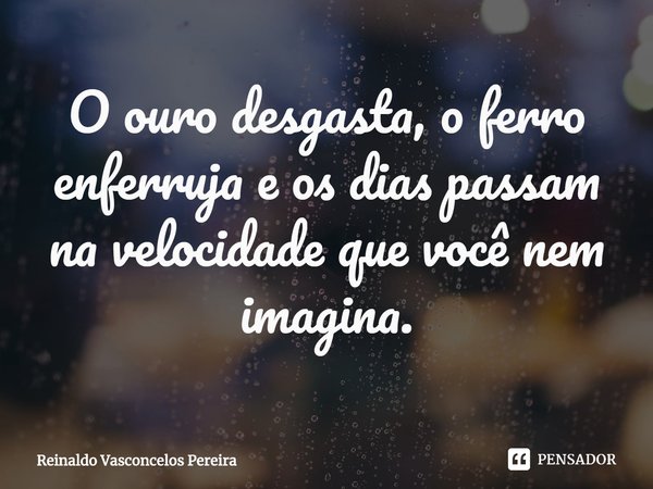 ⁠O ouro desgasta, o ferro enferruja e os dias passam na velocidade que você nem imagina.... Frase de Reinaldo Vasconcelos Pereira.