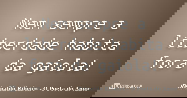 Nem sempre a liberdade habita fora da gaiola!... Frase de Reinaldo Ribeiro - O poeta do Amor.