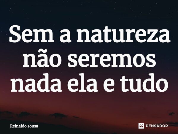 Sem a natureza não seremos nada ela e tudo⁠... Frase de Reinaldo sousa.
