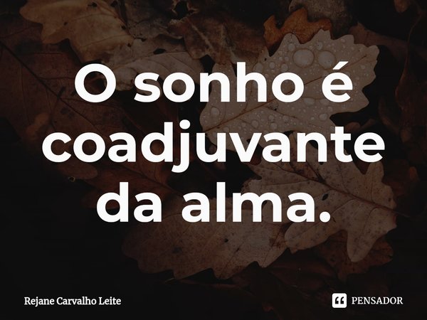 ⁠O sonho é coadjuvante da alma.... Frase de Rejane Carvalho Leite.