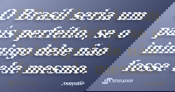O Brasil seria um país perfeito, se o inimigo dele não fosse ele mesmo.... Frase de remydio.