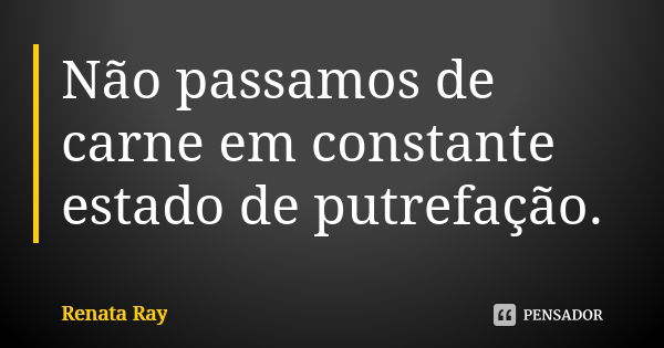 Não passamos de carne em constante estado de putrefação.... Frase de Renata Ray.