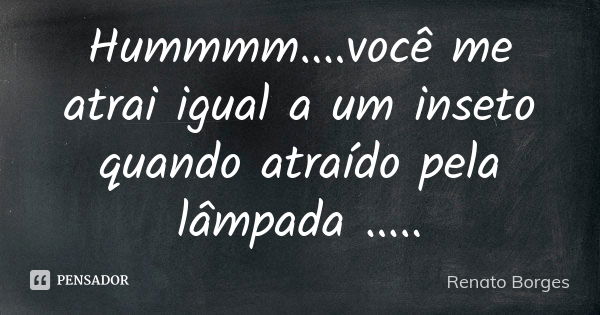 Hummmm....você me atrai igual a um inseto quando atraído pela lâmpada ........ Frase de Renato Borges.