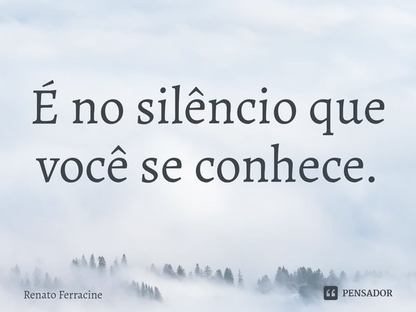 É no silêncio que você se conhece.⁠... Frase de Renato Ferracine.