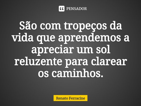 ⁠São com tropeços da vida que aprendemos a apreciar um sol reluzente para clarear os caminhos.... Frase de Renato Ferracine.