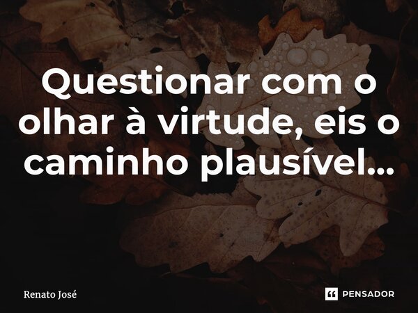 Questionar com o olhar à virtude, eis o caminho plausível... ⁠... Frase de Renato José.