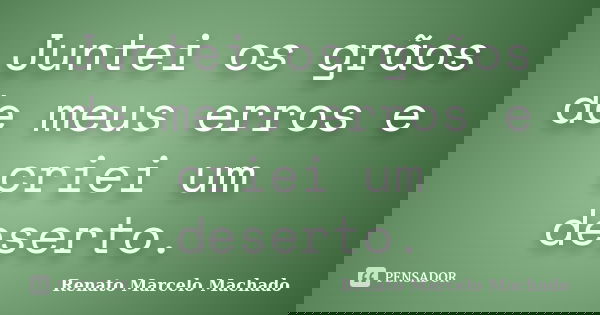 Juntei os grãos de meus erros e criei um deserto.... Frase de Renato Marcelo Machado.
